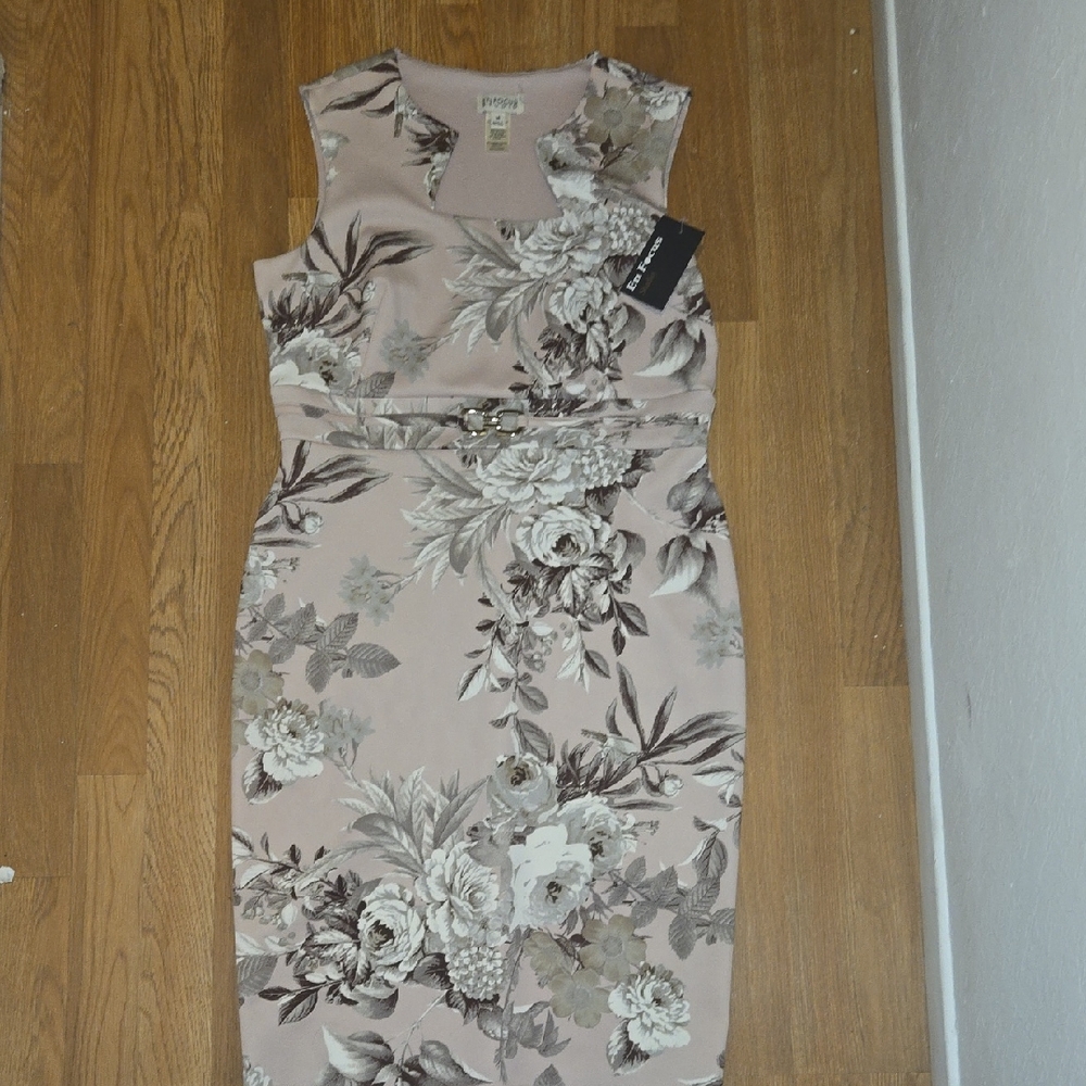 Enfocus Studio Beige Floral Midi Dress